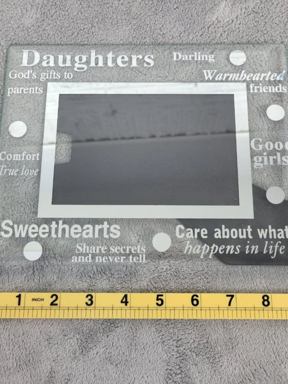 Glass Daughter Picture Frame - Sentiment Quotes Mirrored 4x6 Tabletop Gift S41E